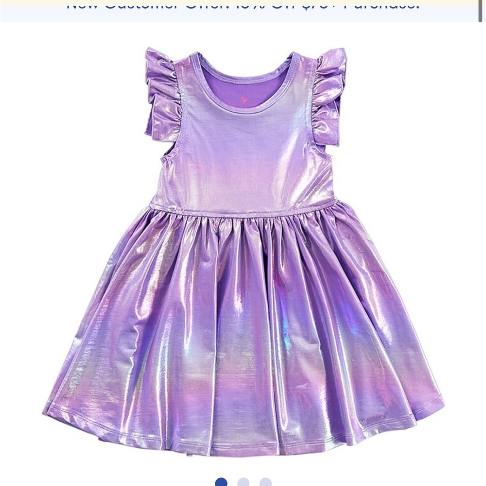 Pink chicken girls ruffle Steph Iridescent violet lamè Flutter dress Sz 4